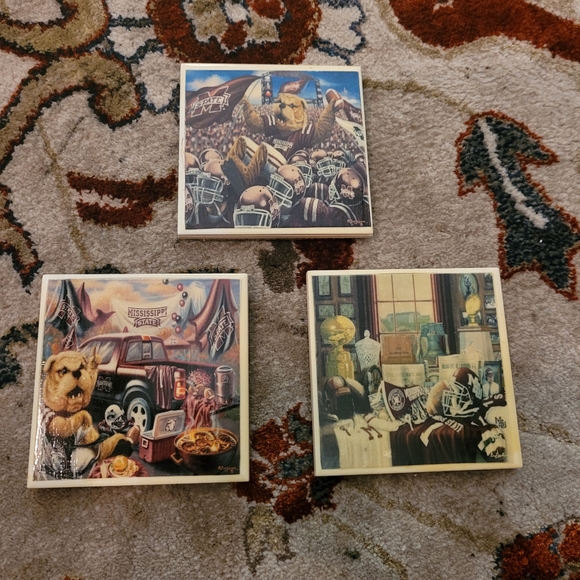 Mississippi State cup coasters lot of 3 - Picture 1 of 7